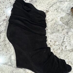 Manolo Blahnik Black Suede Wedge Shoes